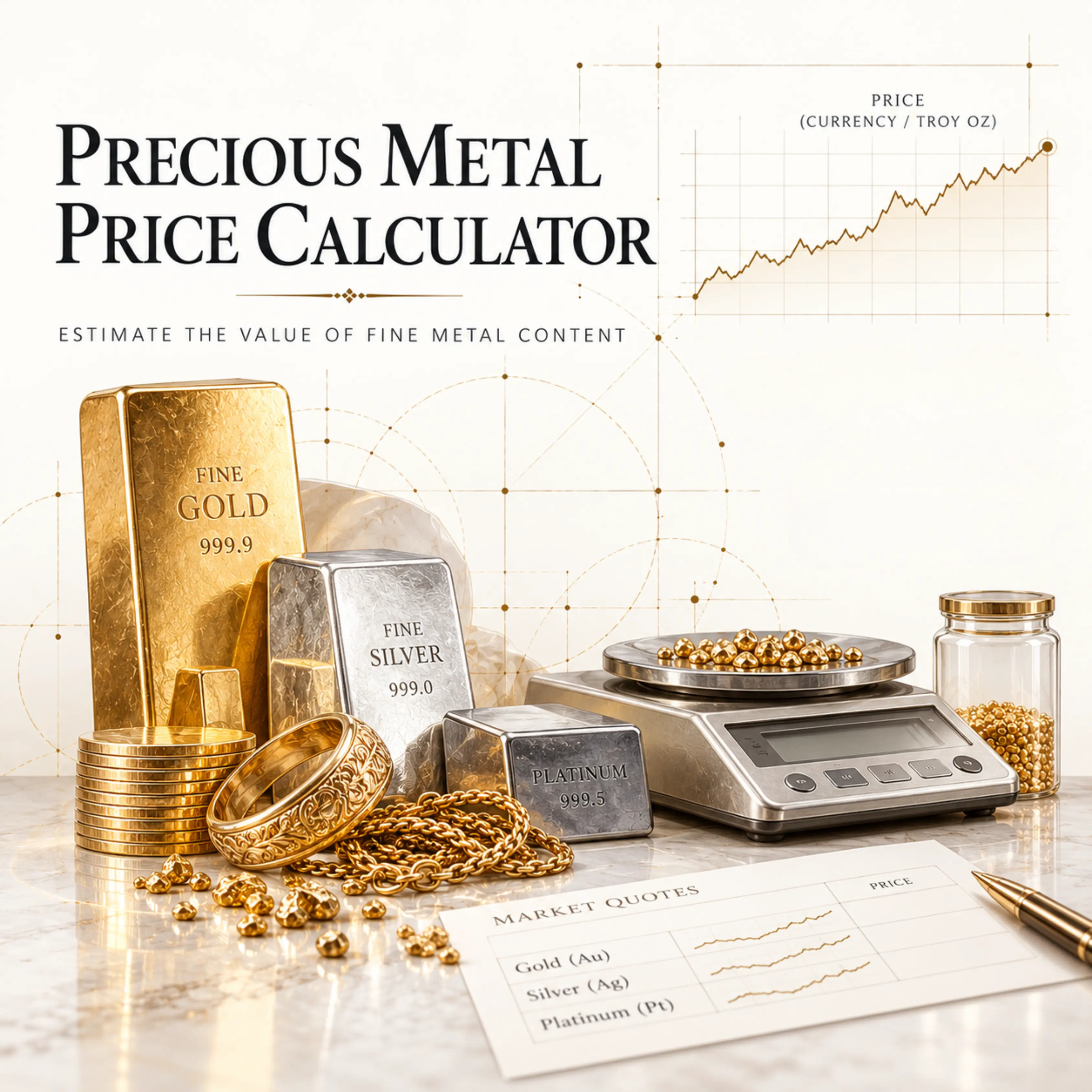 Calculators. Jewelry Calculators. Precious Metal Price Calculator. AP | Pivtorak.Studio. 20.10.2026 © Anna Pivtorak (Kostyuk)