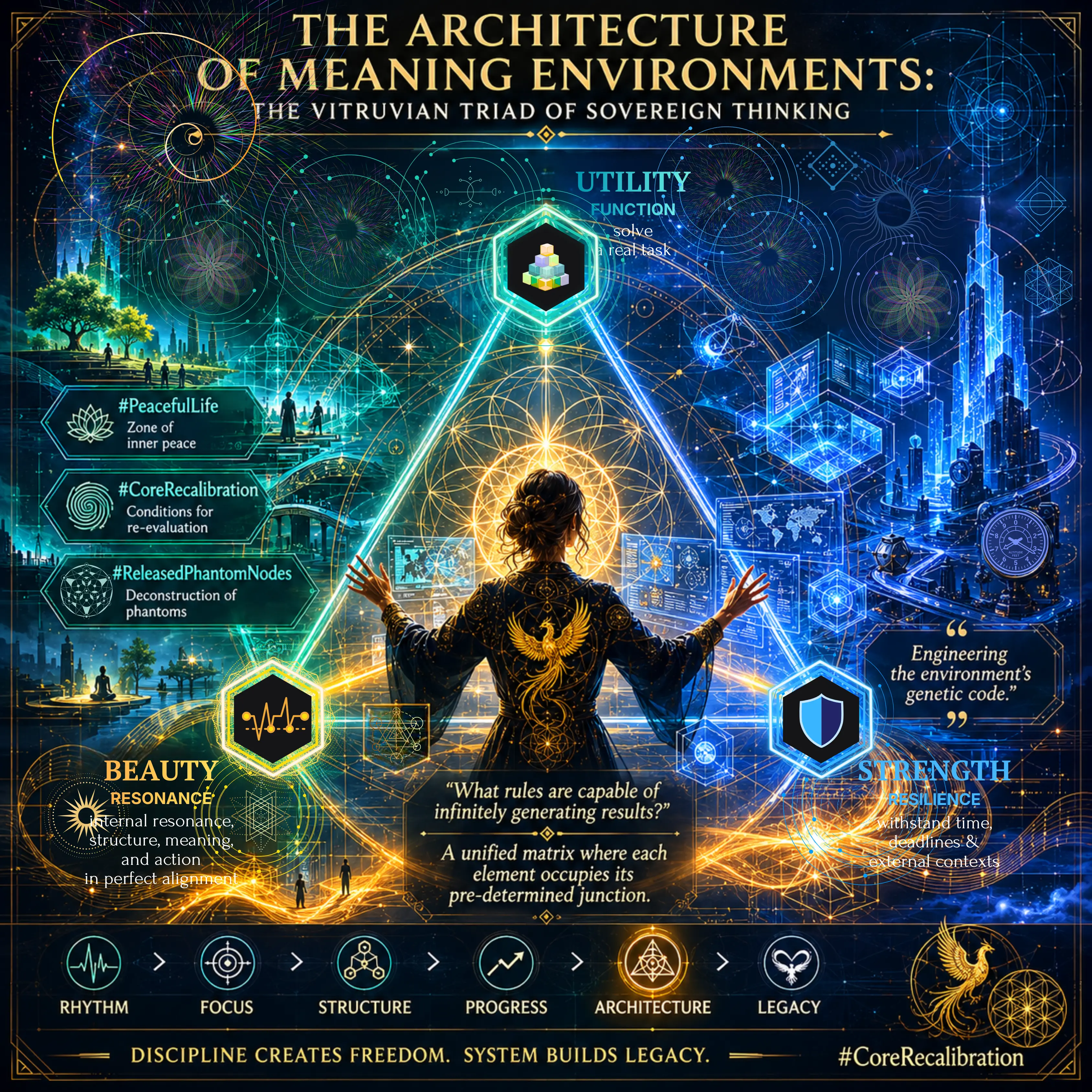 The Architecture of Meaning Environments: The Vitruvian Triad of Sovereign Thinking